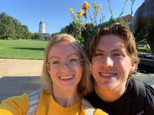 Sara Stiens and her brother pose for a selfie.