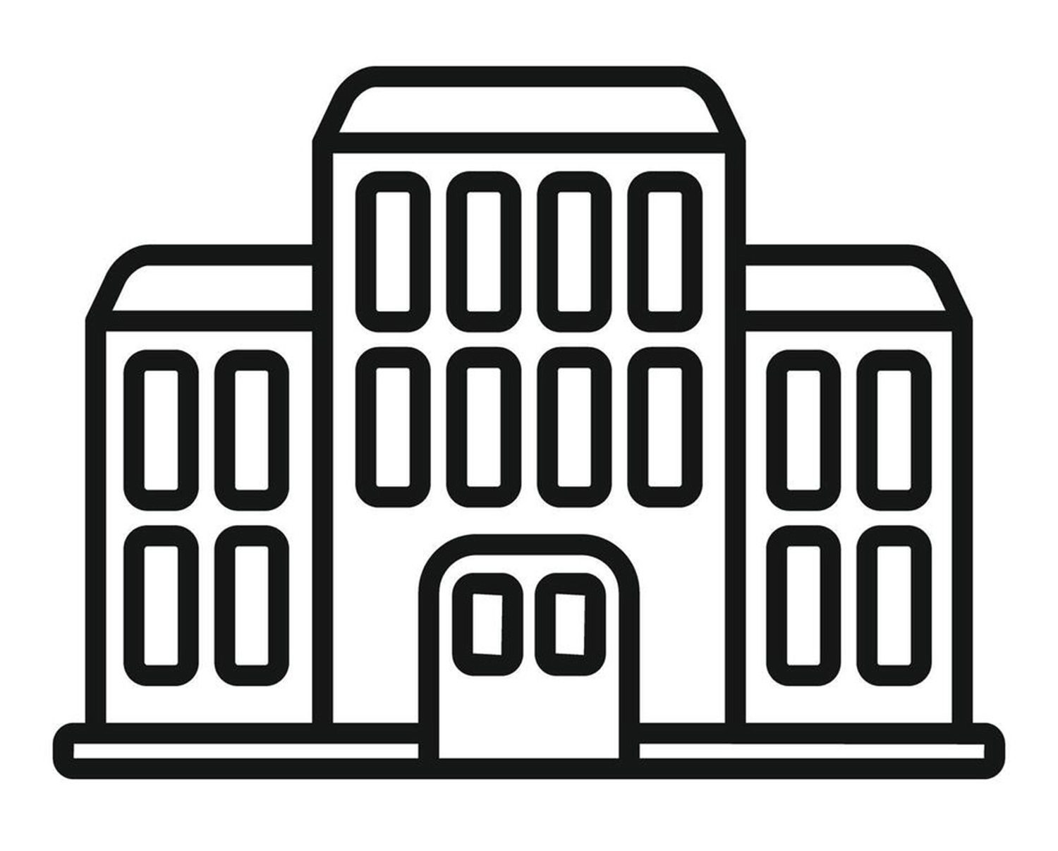 A graphic featuring a building.