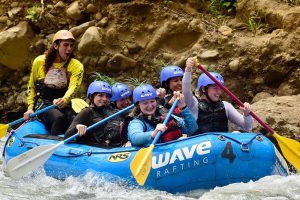 Bailey Stover white water rafting during her study abroad experience.