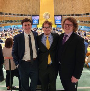 Students pose for a picture at the Model United Nations Conference at the UN in New York.