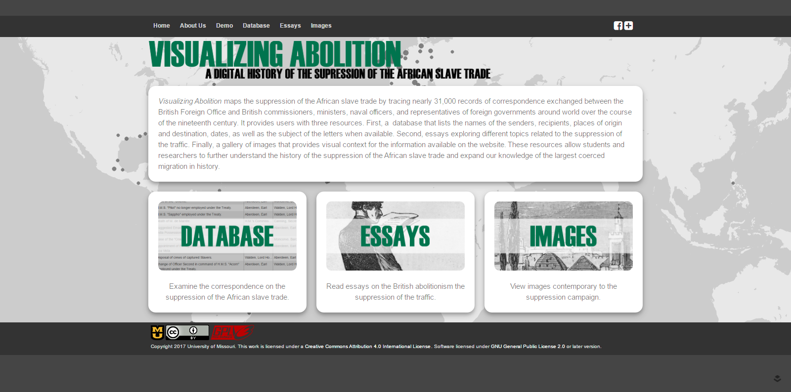 Visualizing Abolition homepage